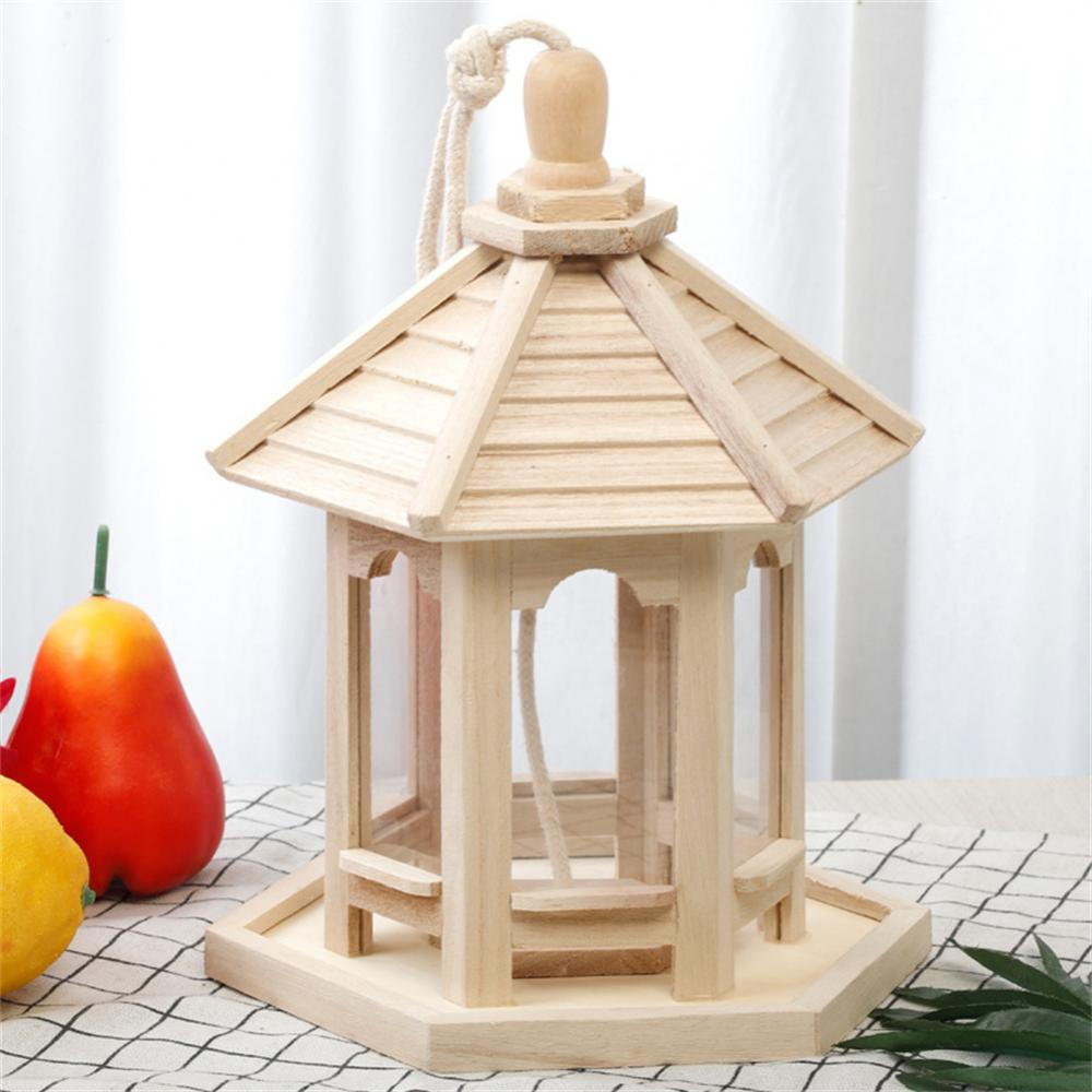 Mangeoire en Bois Transparent pour Oiseaux Domestiques