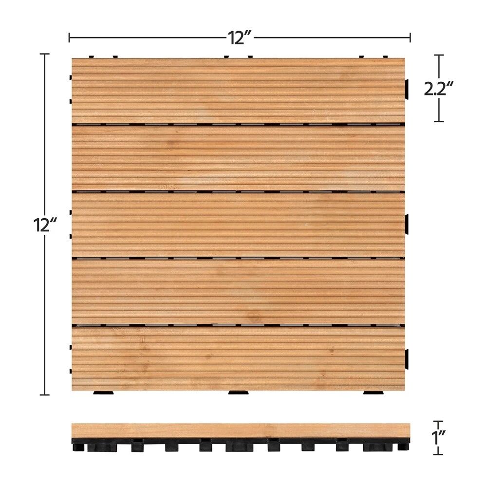 Dalles de Plancher en Bois pour Patio Extérieur Emboîtables 27Pcs
