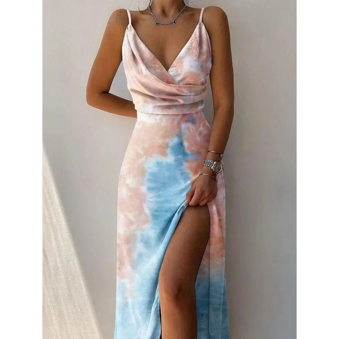 Robe Maxi Fendue à Fleurs pour Femmes