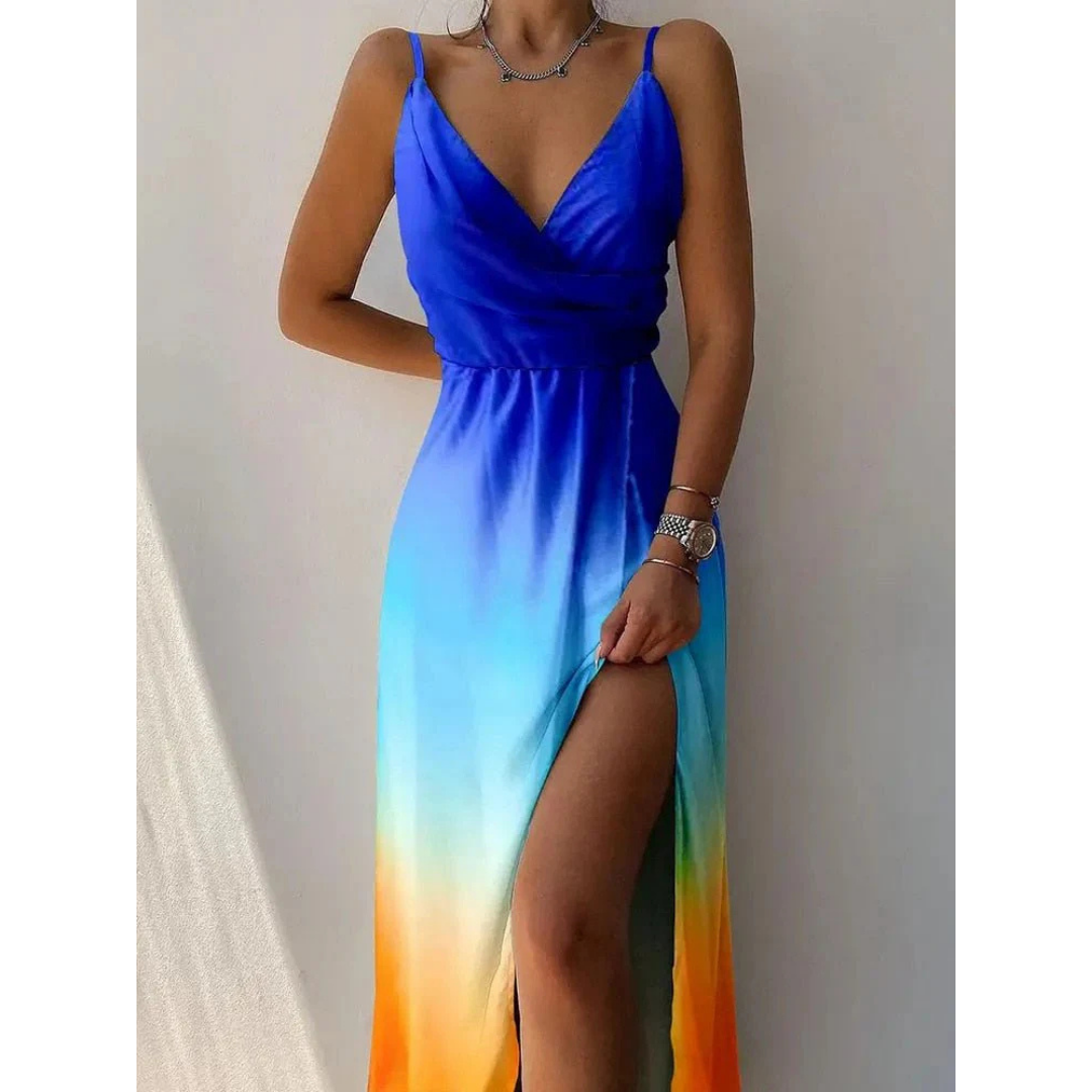 Robe Maxi Fendue à Fleurs pour Femmes