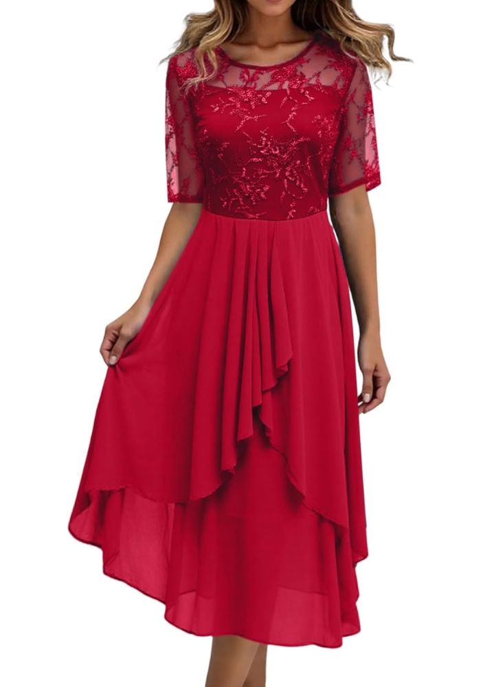 Women's dress with 3/4 sleeves and round neck | Mini