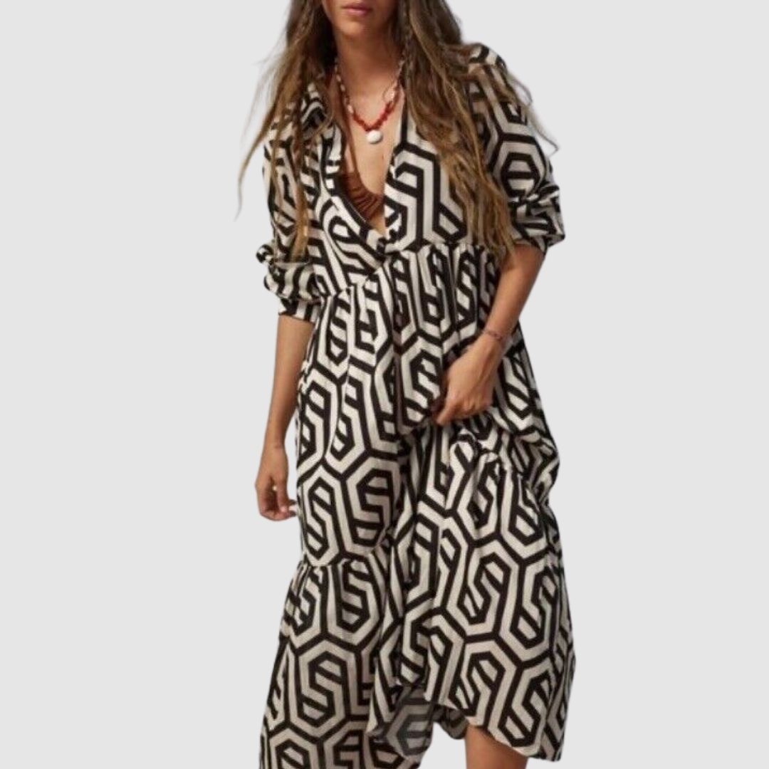 Ottilia | Robe à manches longues avec motif géométrique