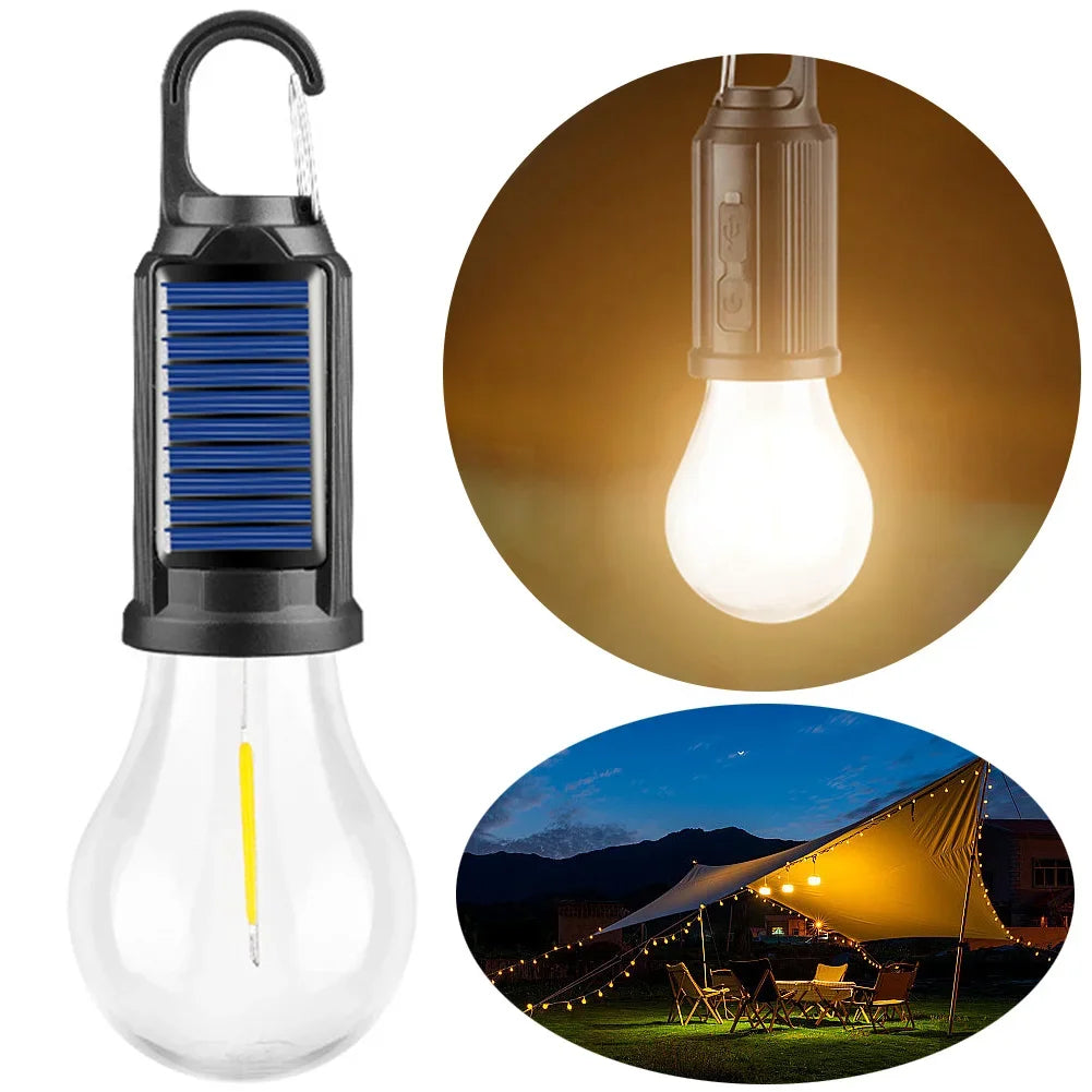 Lampe de Camping Rechargeable Solaire avec Crochet