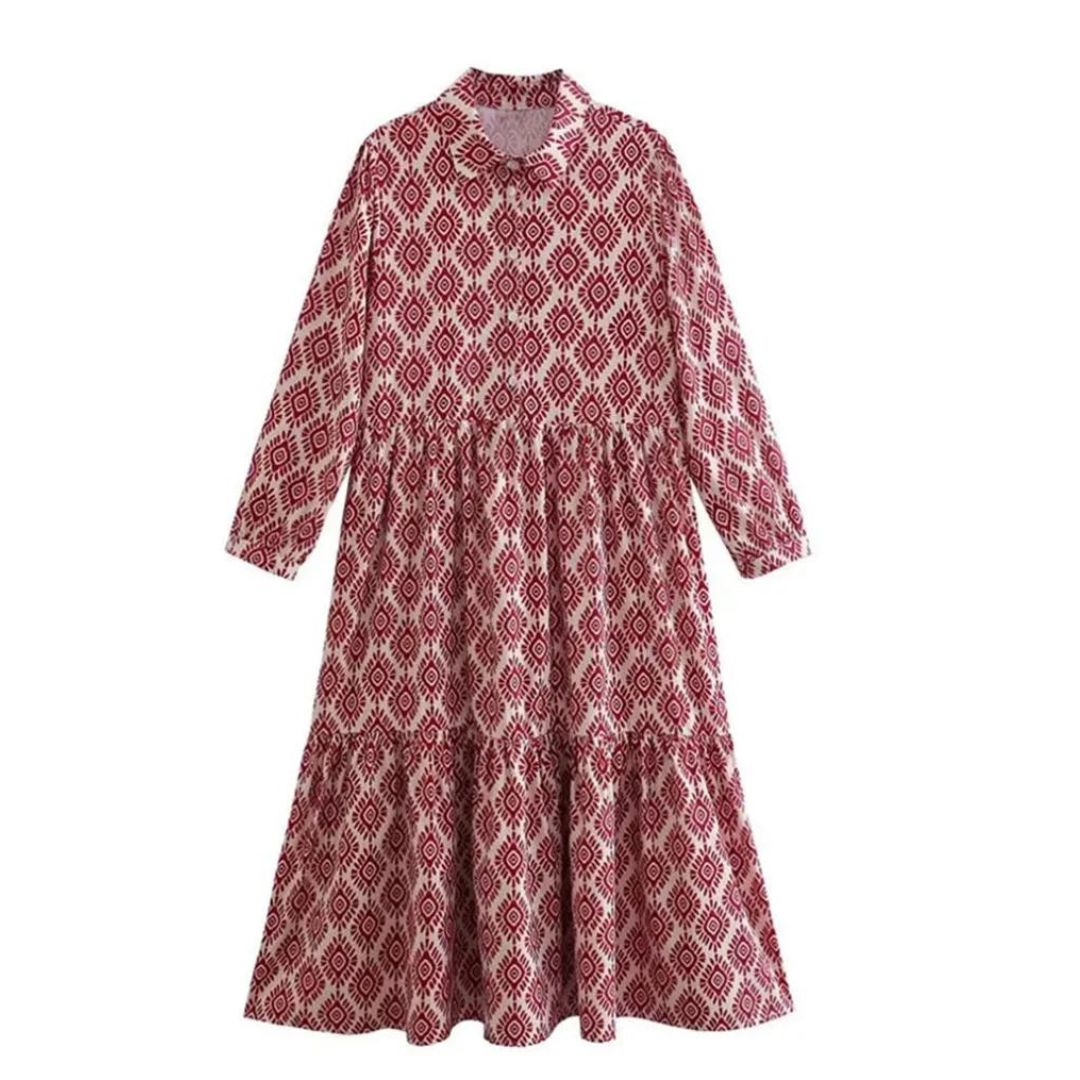 Ottilia | Robe à manches longues avec motif géométrique