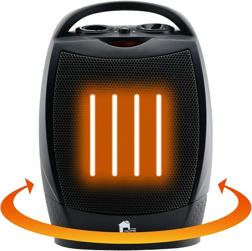 Chauffage d'Espace Électrique Portable Super Silencieux Ventilateur Oscillant avec Thermostat