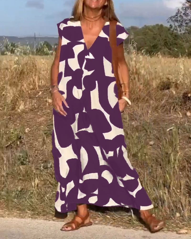 Amara™ - Robe maxi imprimée avec décolleté en V