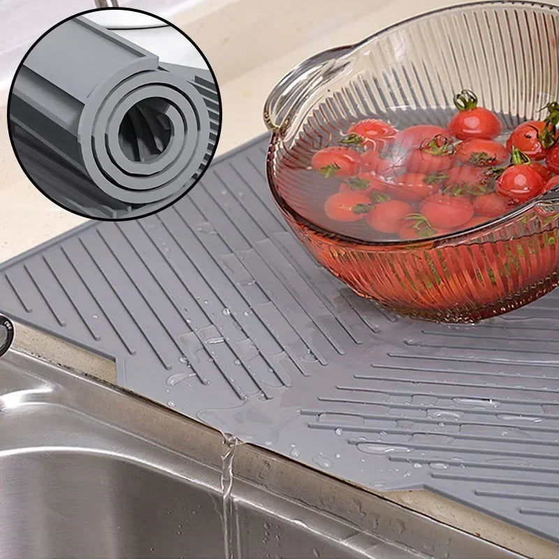 Tapis de Séchage en Silicone avec Design de Drain
