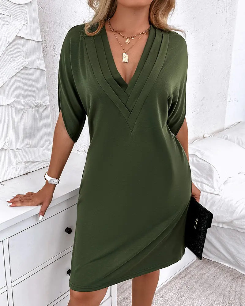 Valerie | Robe Premium Froncée avec Décolleté en V