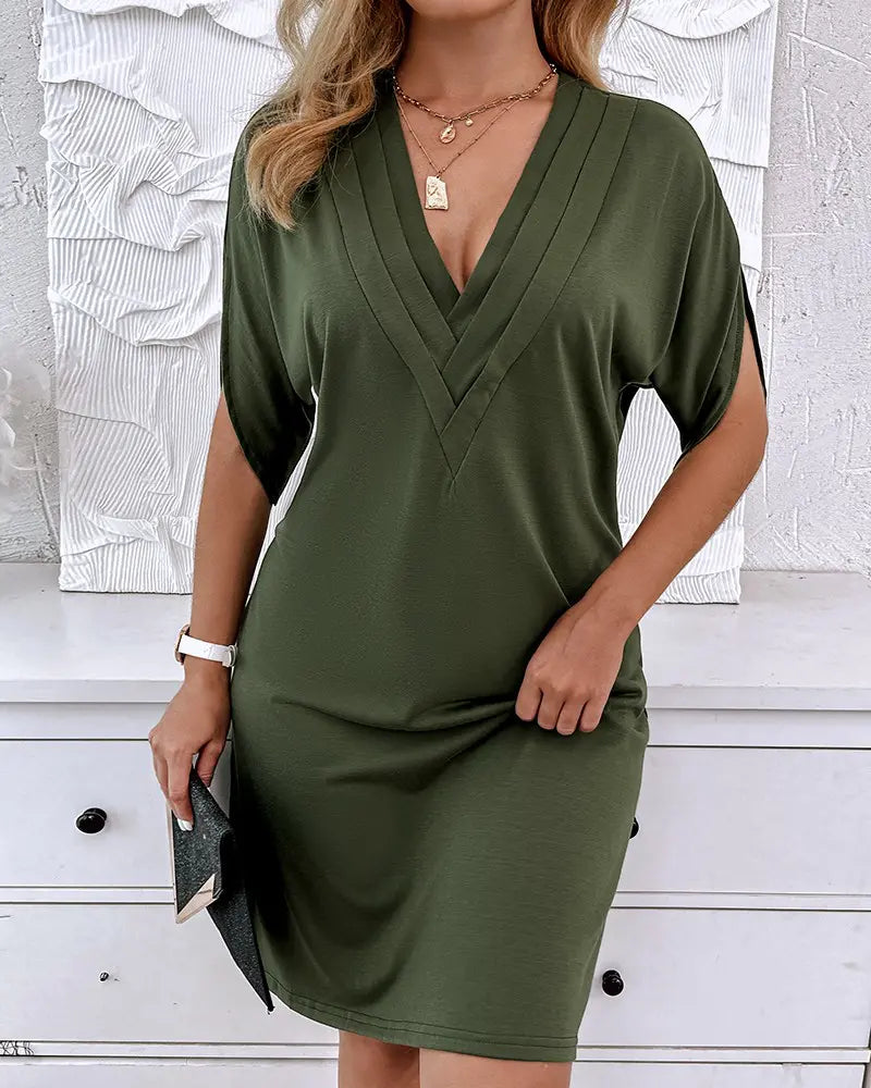 Valerie | Robe Premium Froncée avec Décolleté en V