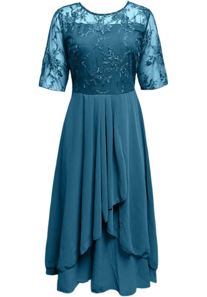Women's dress with 3/4 sleeves and round neck | Mini