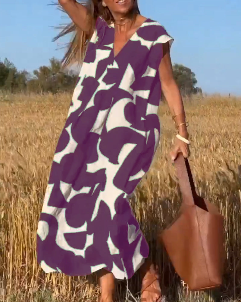 Amara™ - Robe maxi imprimée avec décolleté en V