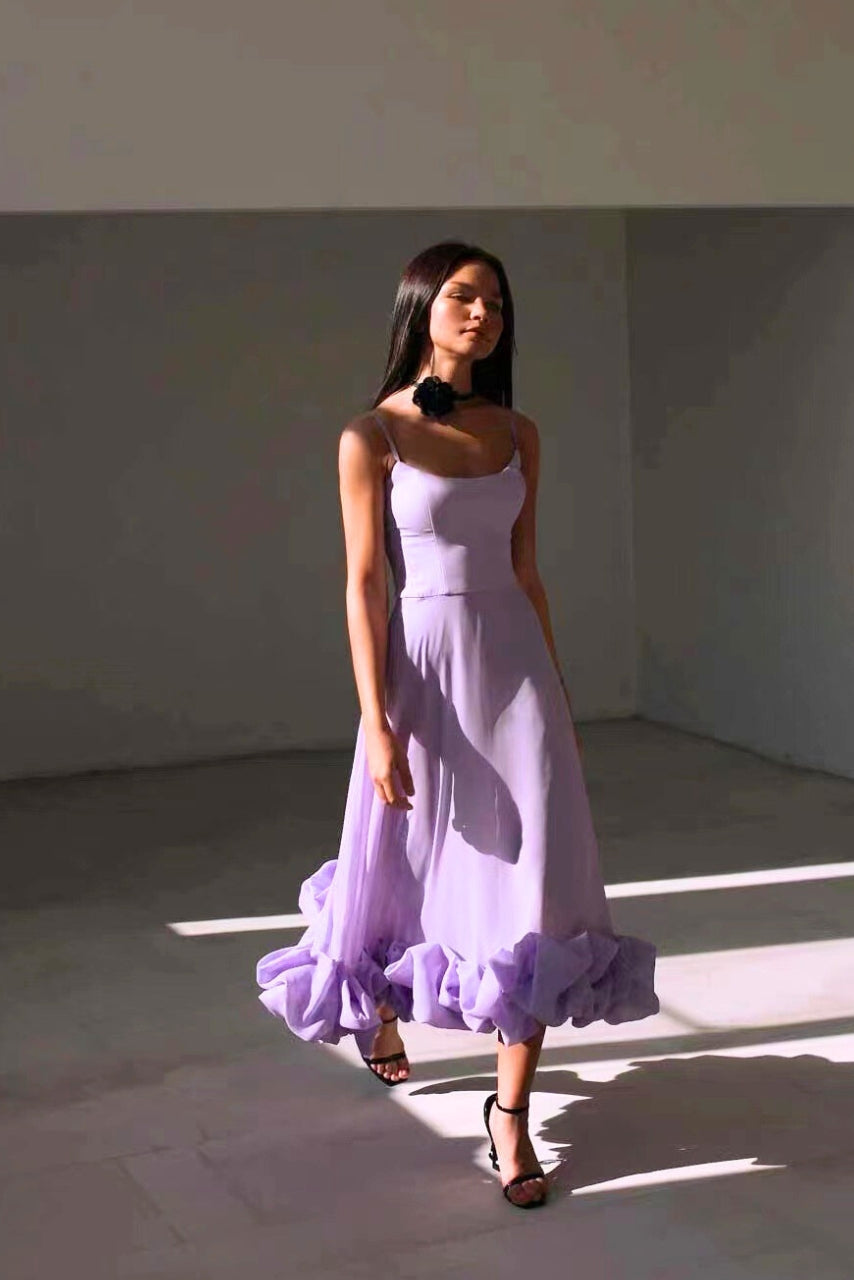 Spaghetti Strap Wedding Dress with Ruffles for Women | Maxi
