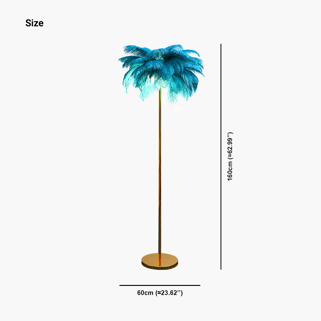 Lampadaire en plumes d'autruche style scandinave, 3 couleurs