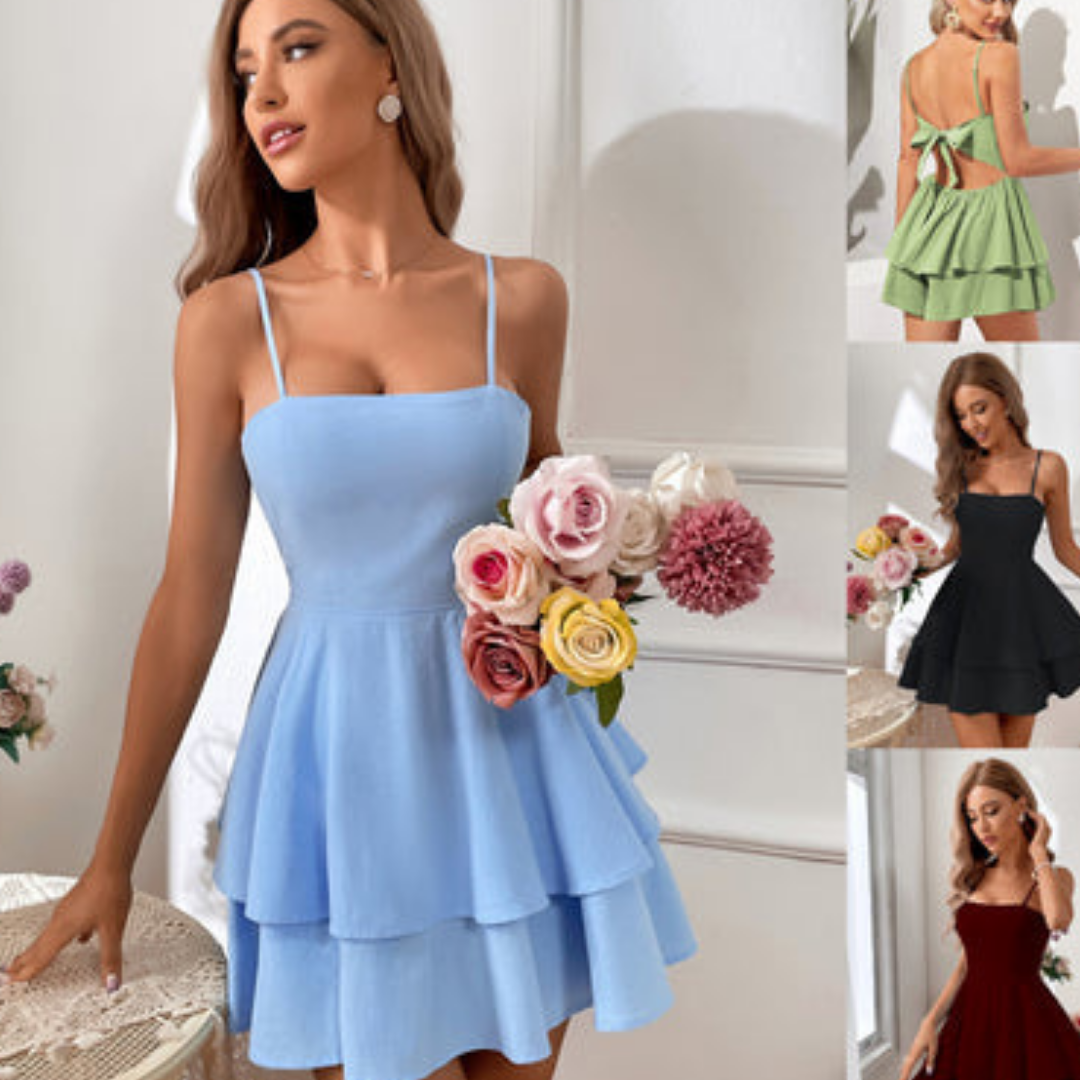Robe Mini à Bretelles Spaghetti pour Femmes