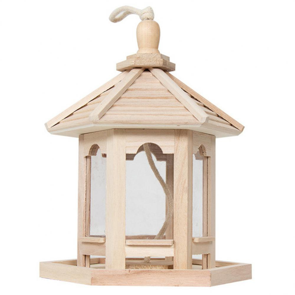 Mangeoire en Bois Transparent pour Oiseaux Domestiques