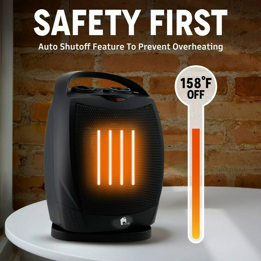 Chauffage d'Espace Électrique Portable Super Silencieux Ventilateur Oscillant avec Thermostat