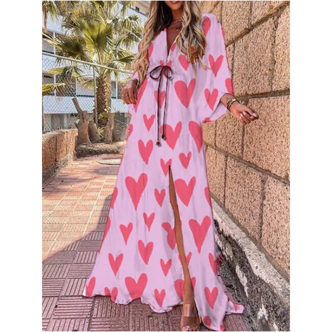 Robe Maxi à Décolleté en V avec Fente | Femme