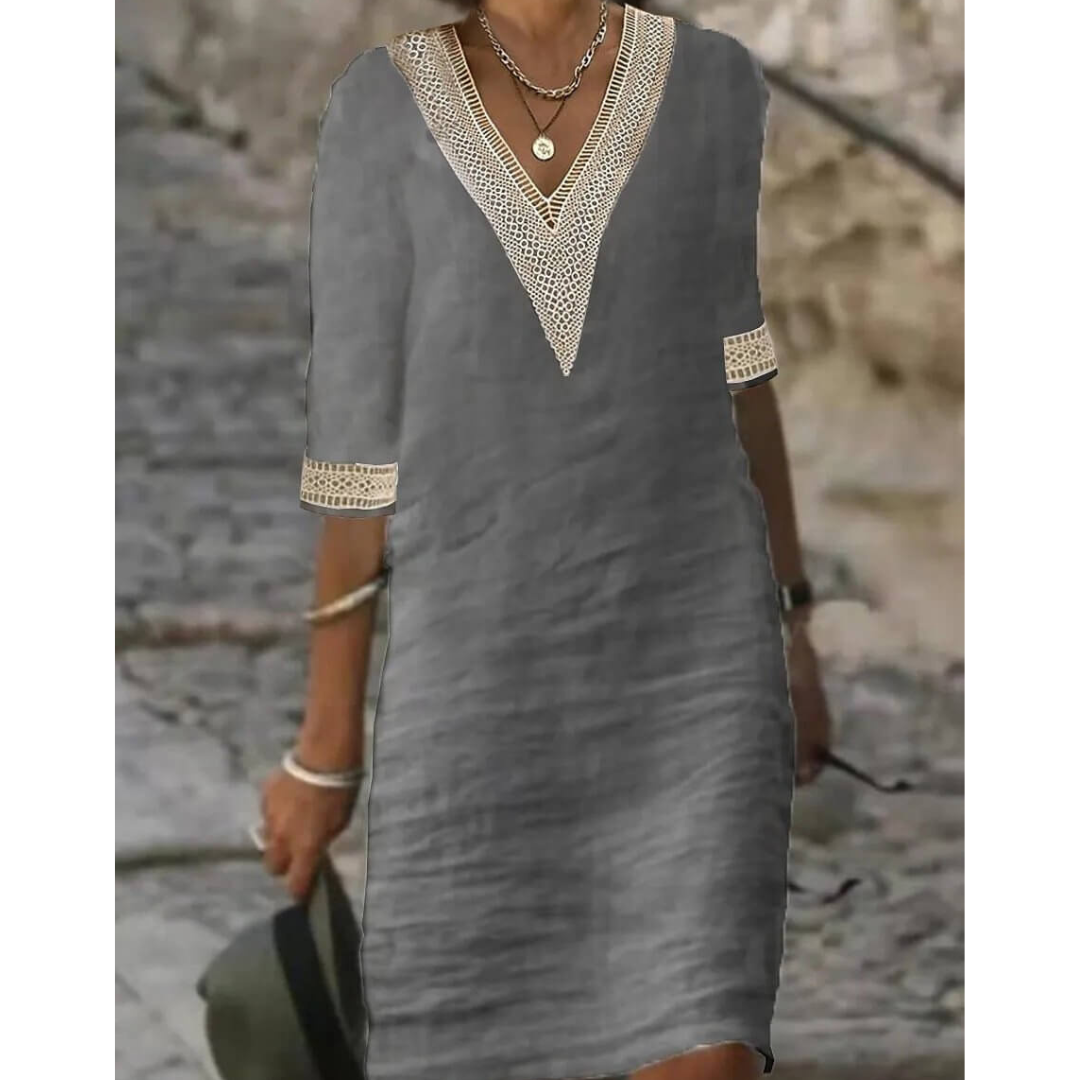 Robe Élégante à Décolleté en V | Midi