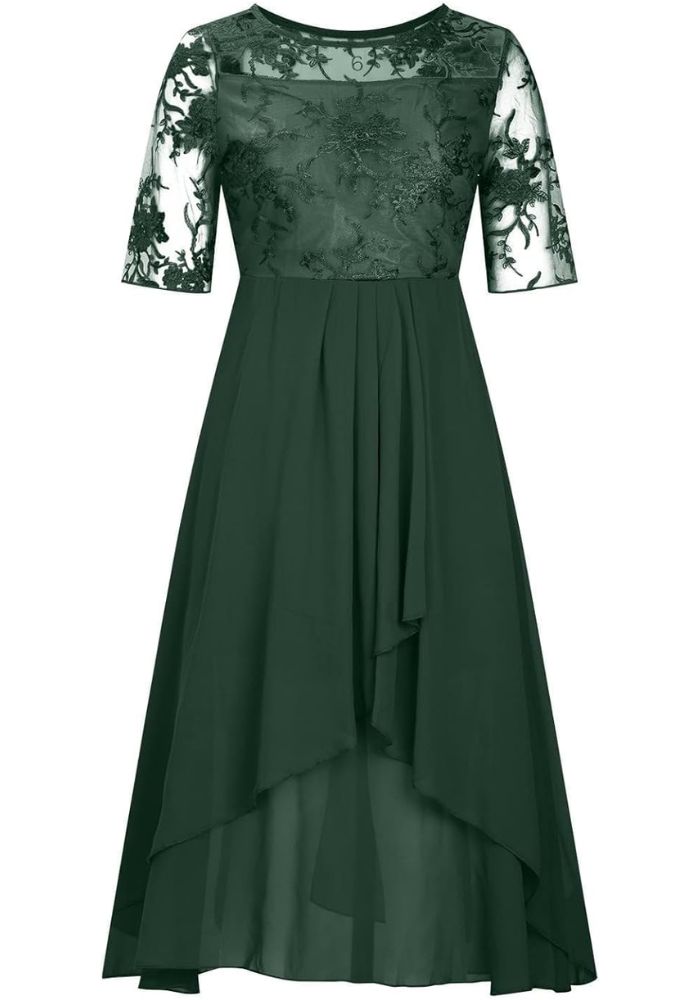 Women's dress with 3/4 sleeves and round neck | Mini