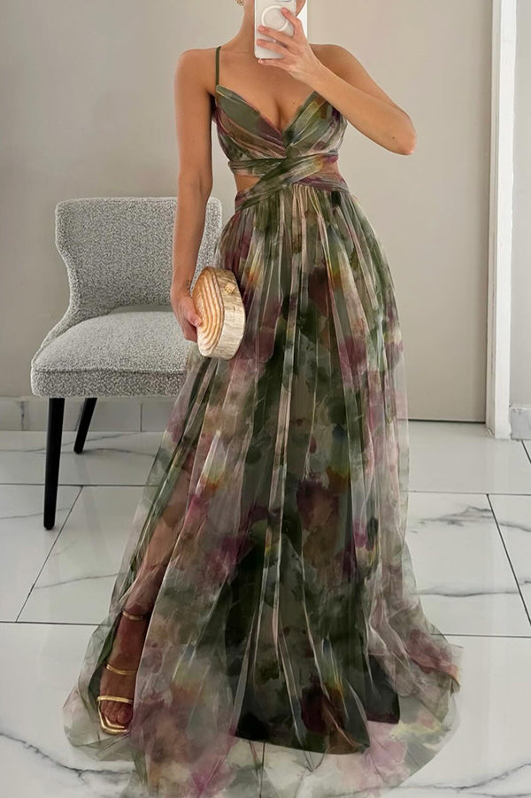 Sleeveless Wedding Dress with Deep V-Neck for Women | Maxi