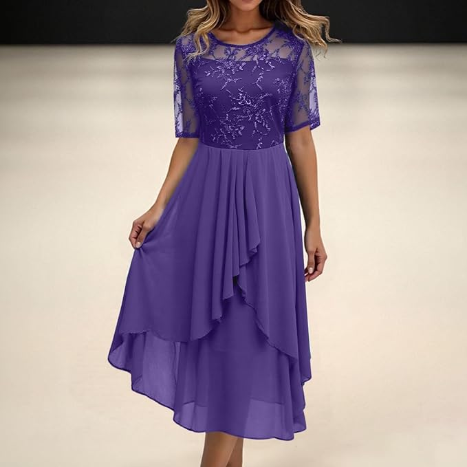 Women's dress with 3/4 sleeves and round neck | Mini