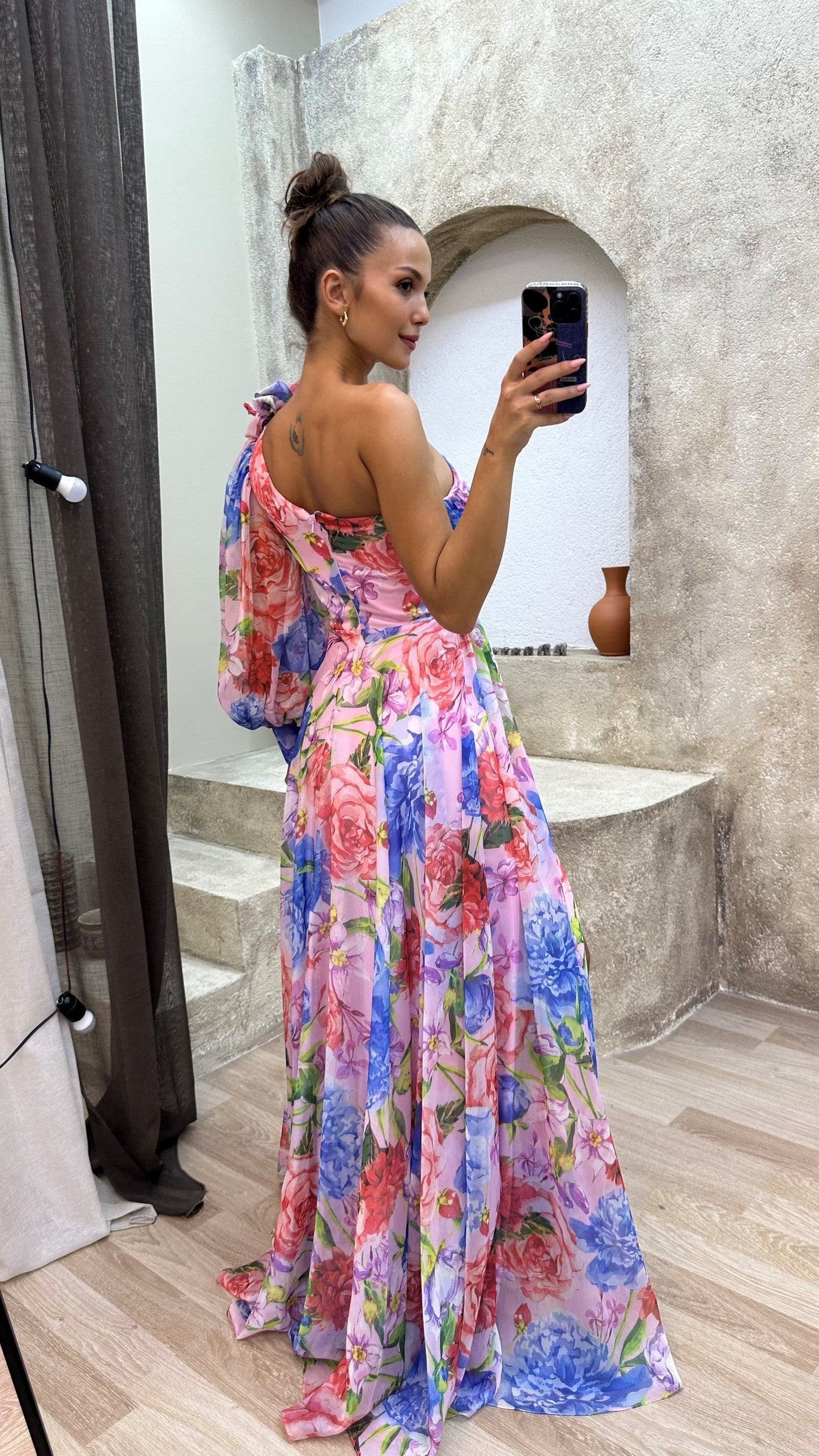 Wedding Dress with High Slit and Flowers for Women | Maxi