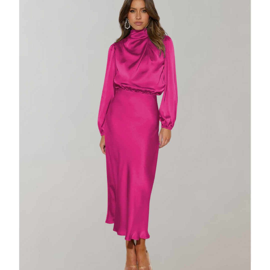 Long Dress with High Collar for Women | Midi