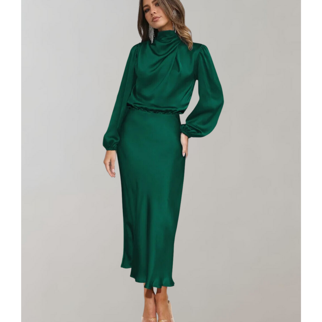 Long Dress with High Collar for Women | Midi