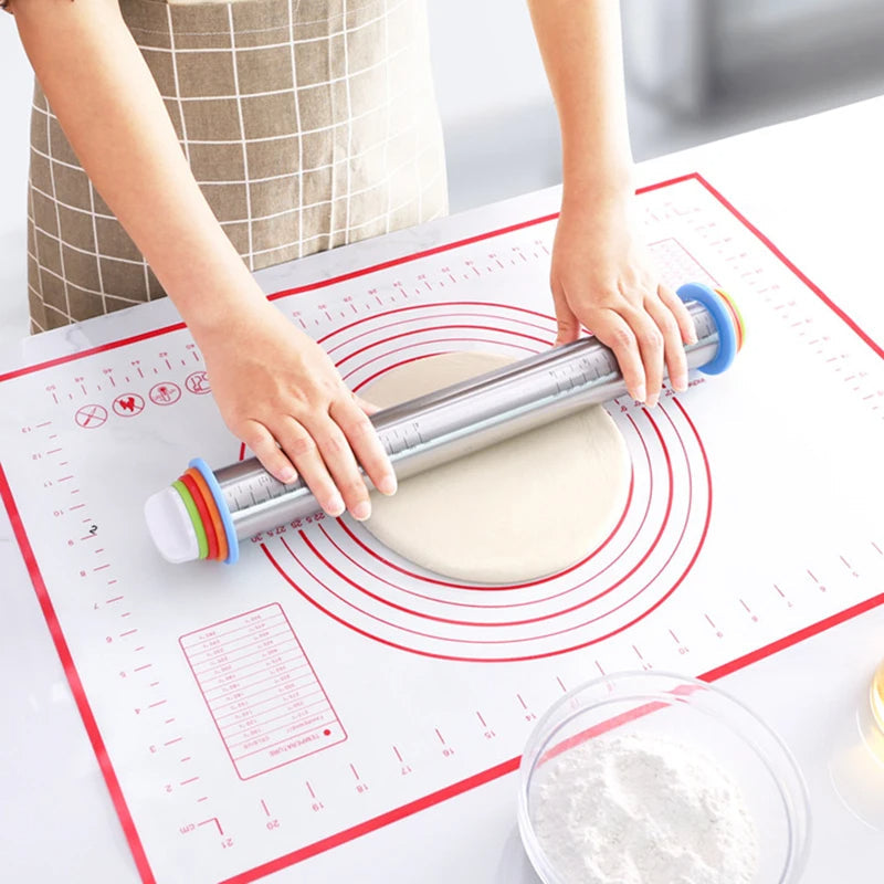 Rouleau à pâtisserie réglable avec anneaux