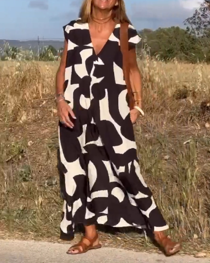 Amara™ - Robe maxi imprimée avec décolleté en V