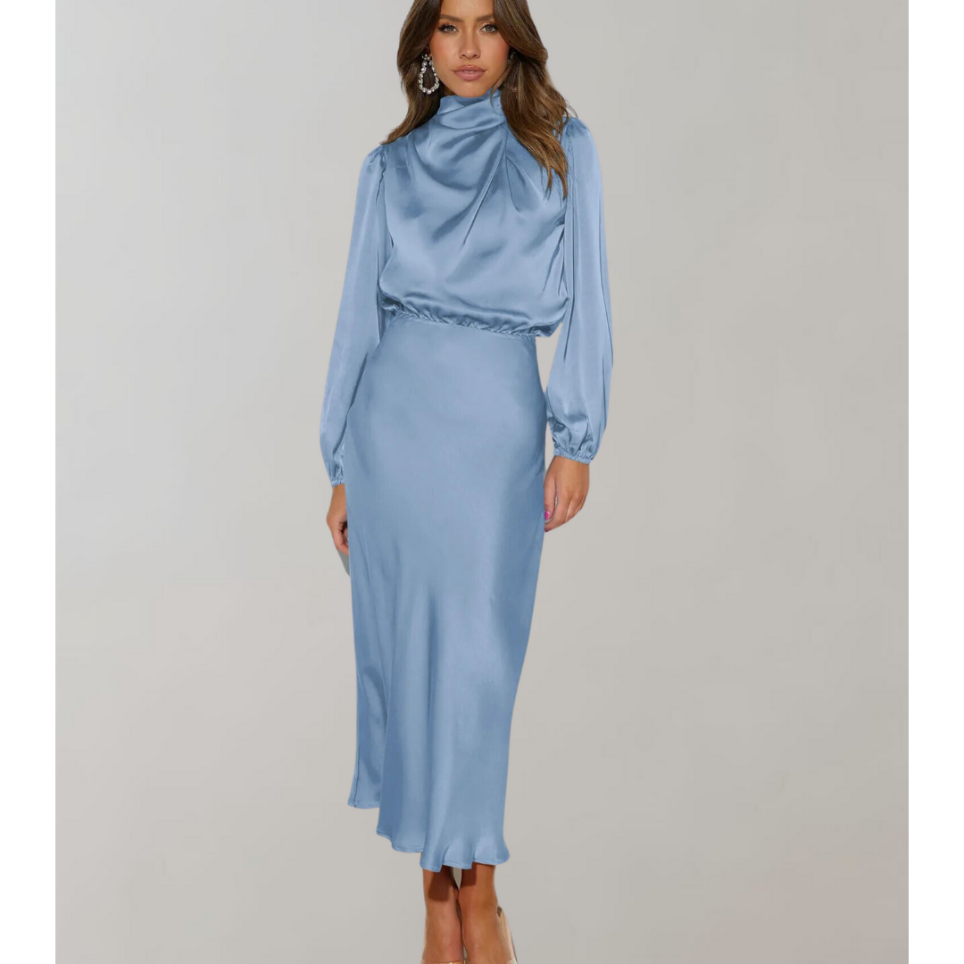 Long Dress with High Collar for Women | Midi