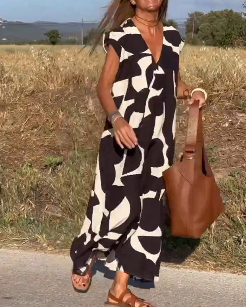 Amara™ - Robe maxi imprimée avec décolleté en V