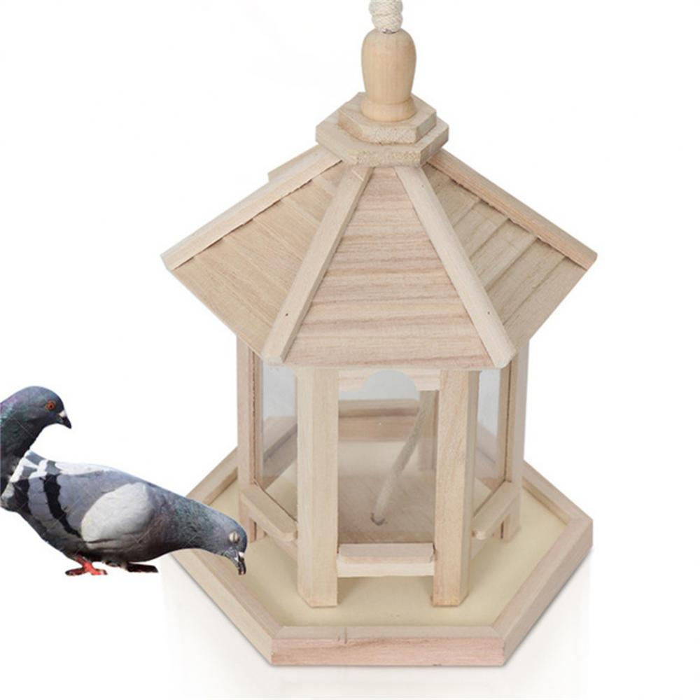 Mangeoire en Bois Transparent pour Oiseaux Domestiques