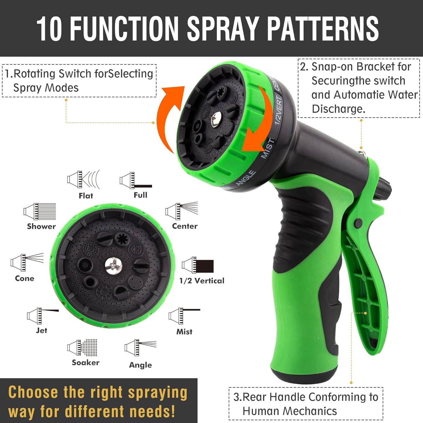 Tuyau de Jardin Extensible Avec Buse de Pulvérisation à 10 Fonctions