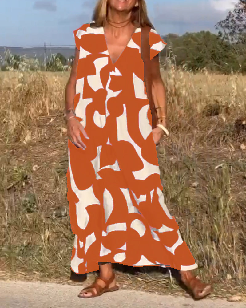 Amara™ - Robe maxi imprimée avec décolleté en V