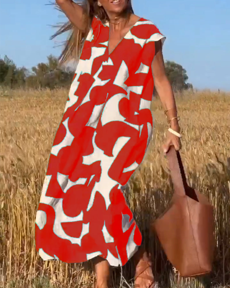 Amara™ - Robe maxi imprimée avec décolleté en V