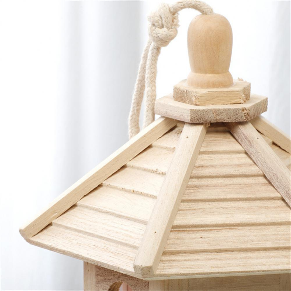 Mangeoire en Bois Transparent pour Oiseaux Domestiques