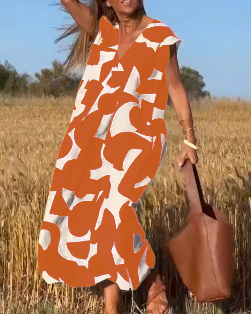 Amara™ - Robe maxi imprimée avec décolleté en V