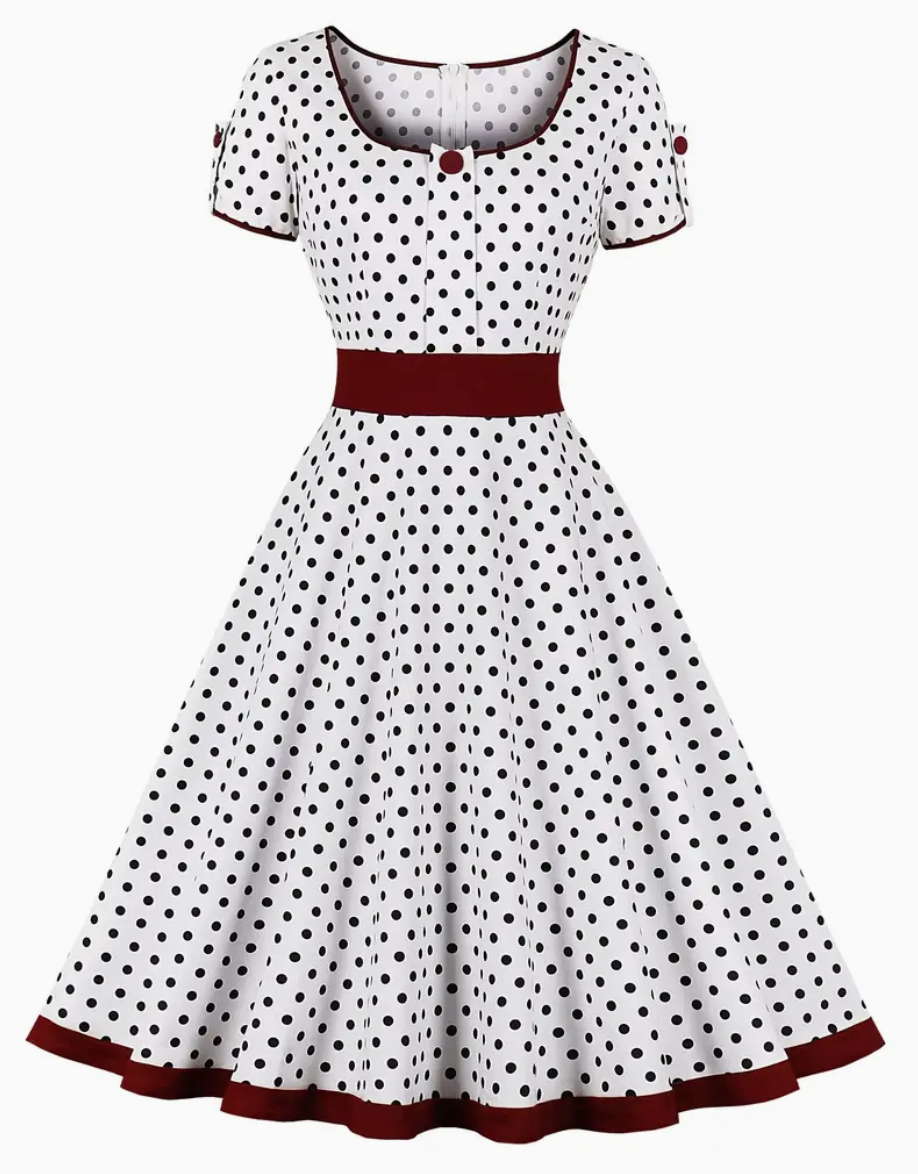 Romina | Belle robe vintage à pois pour femmes
