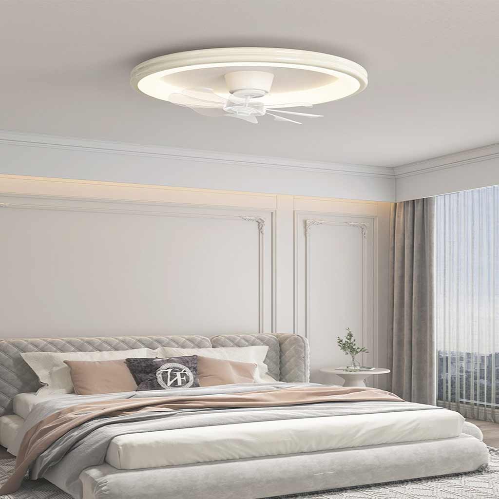 Ventilateur de plafond avec lumière LED claire, montage encastré, crème, 5 couleurs