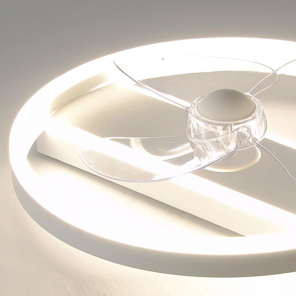 Ventilateur de plafond avec lumière LED Simple rond 3 pales, blanc