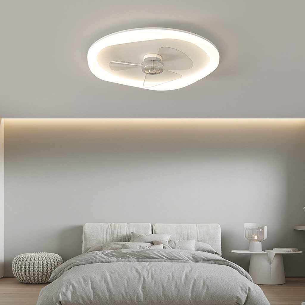 Ventilateur de plafond moderne avec lumière et télécommande, blanc/3 pales