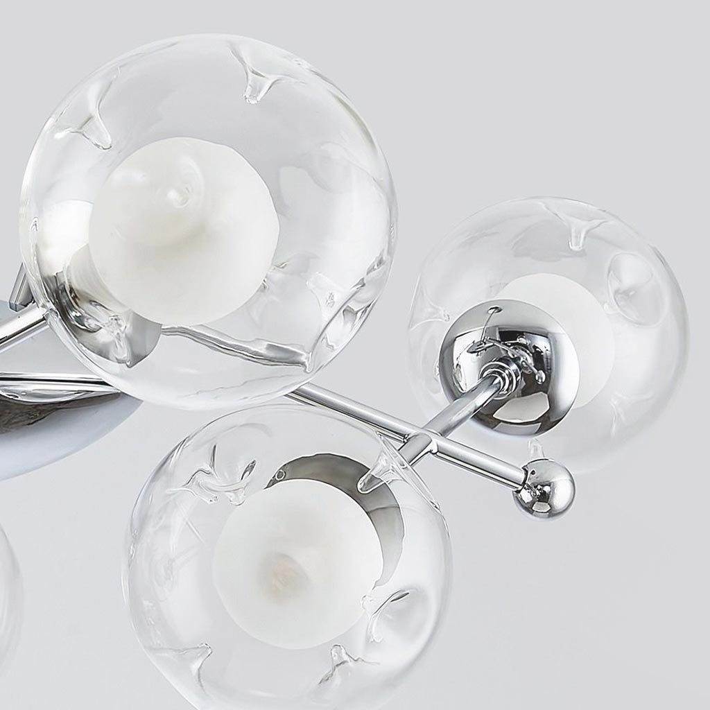 Suspension en verre en fer nordique, chrome