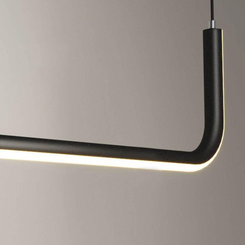 Suspension minimaliste en métal linéaire LED, or/noir