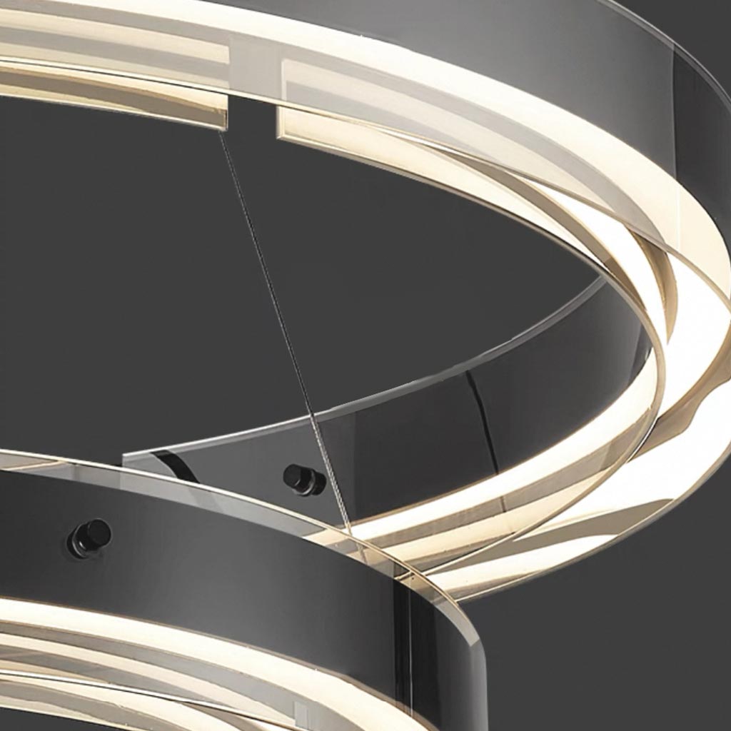 Suspension moderne en cuivre avec anneau en verre LED dimmable, noir