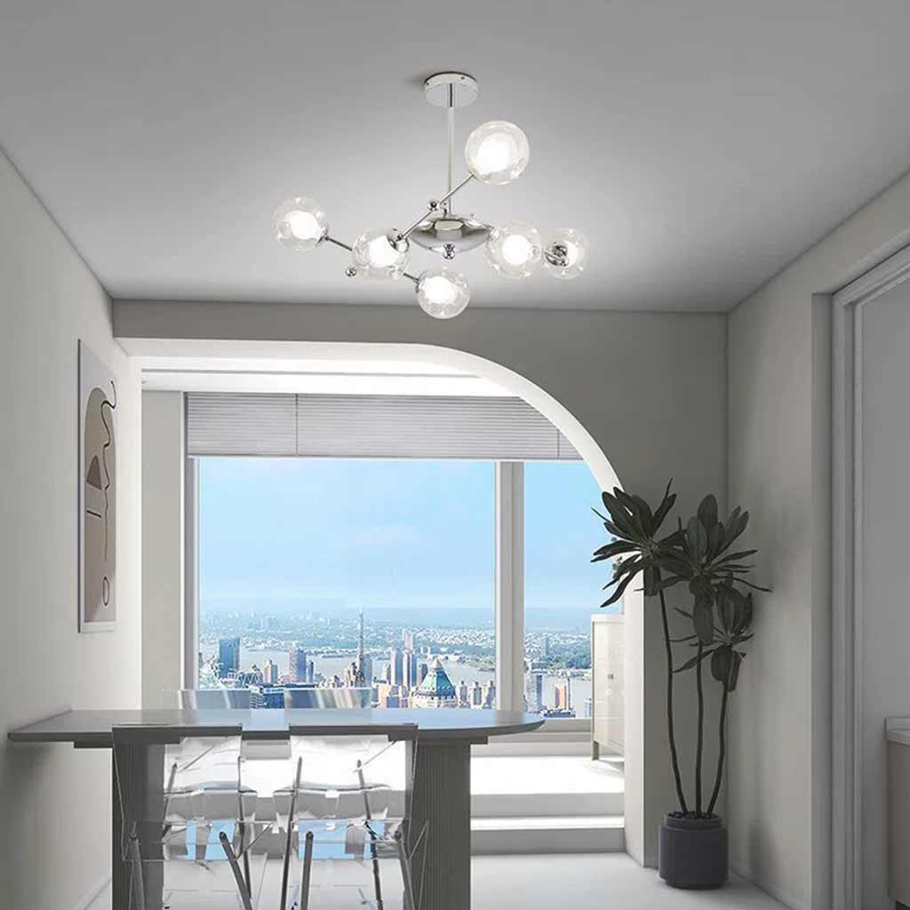 Suspension en verre en fer nordique, chrome