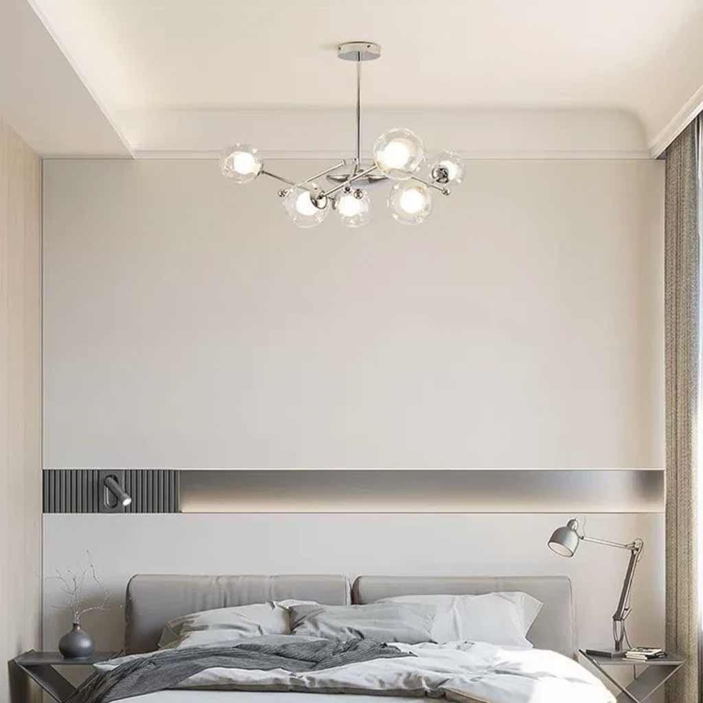 Suspension en verre en fer nordique, chrome