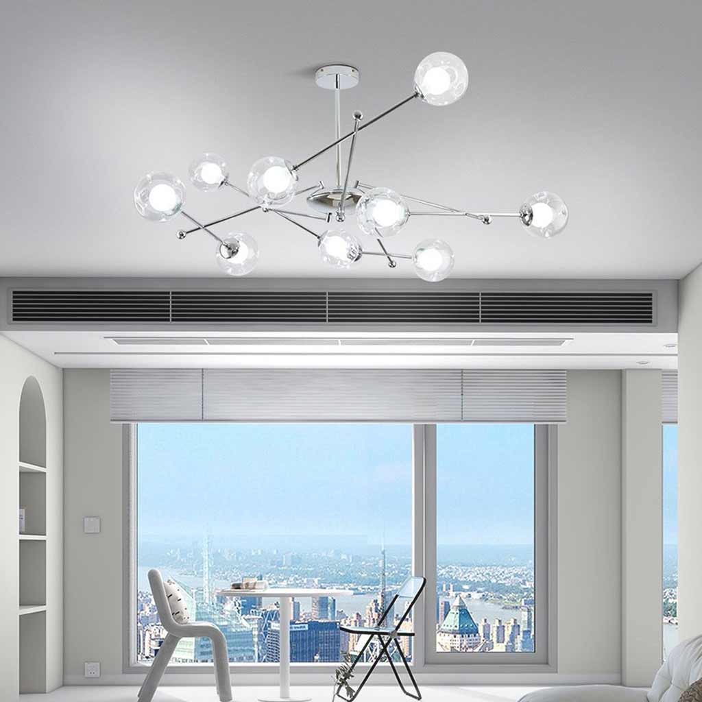 Suspension en verre en fer nordique, chrome