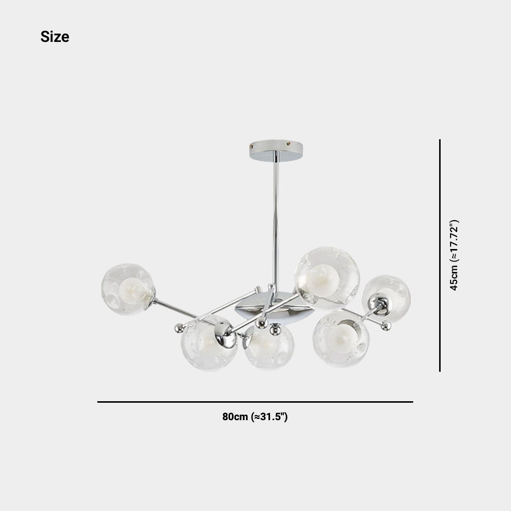 Suspension en verre en fer nordique, chrome