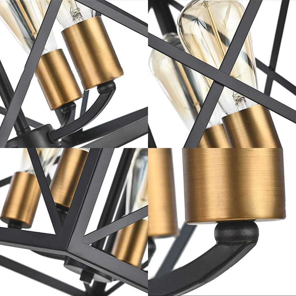 Suspension en fer industriel en forme de cube, noir